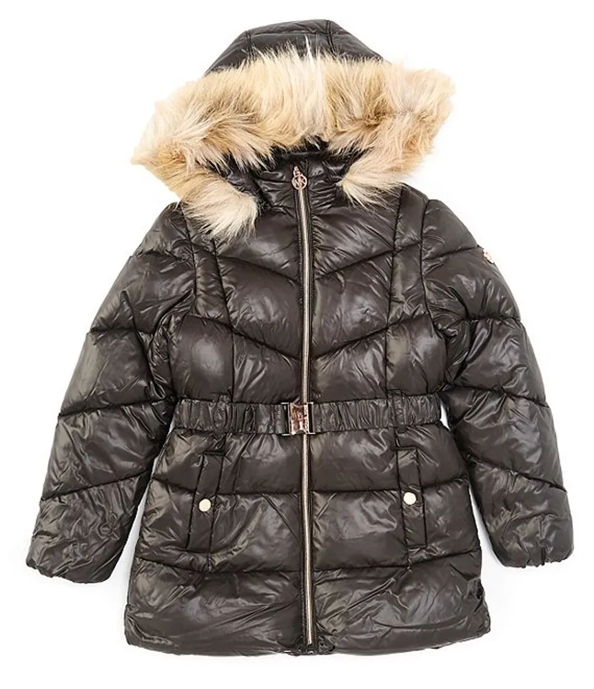 Michael kors puffer coat with faux deals fur hood
