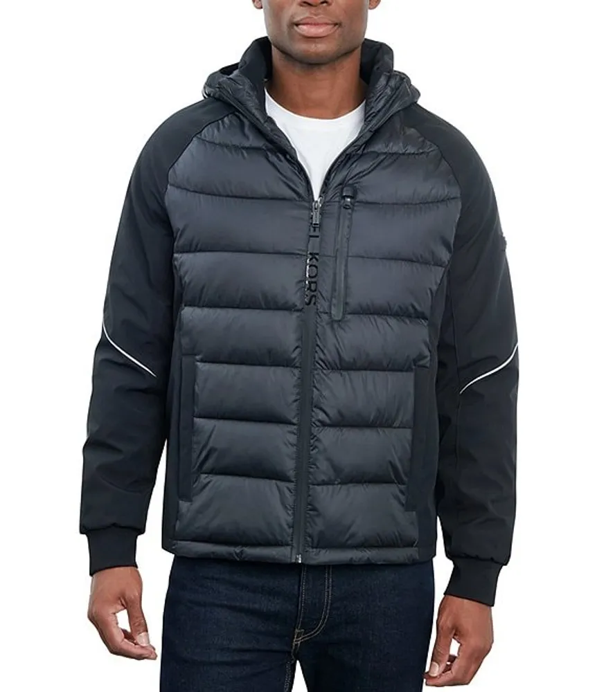 Michael Kors Long Sleeve Mixed Media Hooded Jacket Hamilton Place