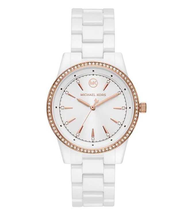 Michael Kors Ritz Three-Hand White Ceramic Watch | Green Tree Mall