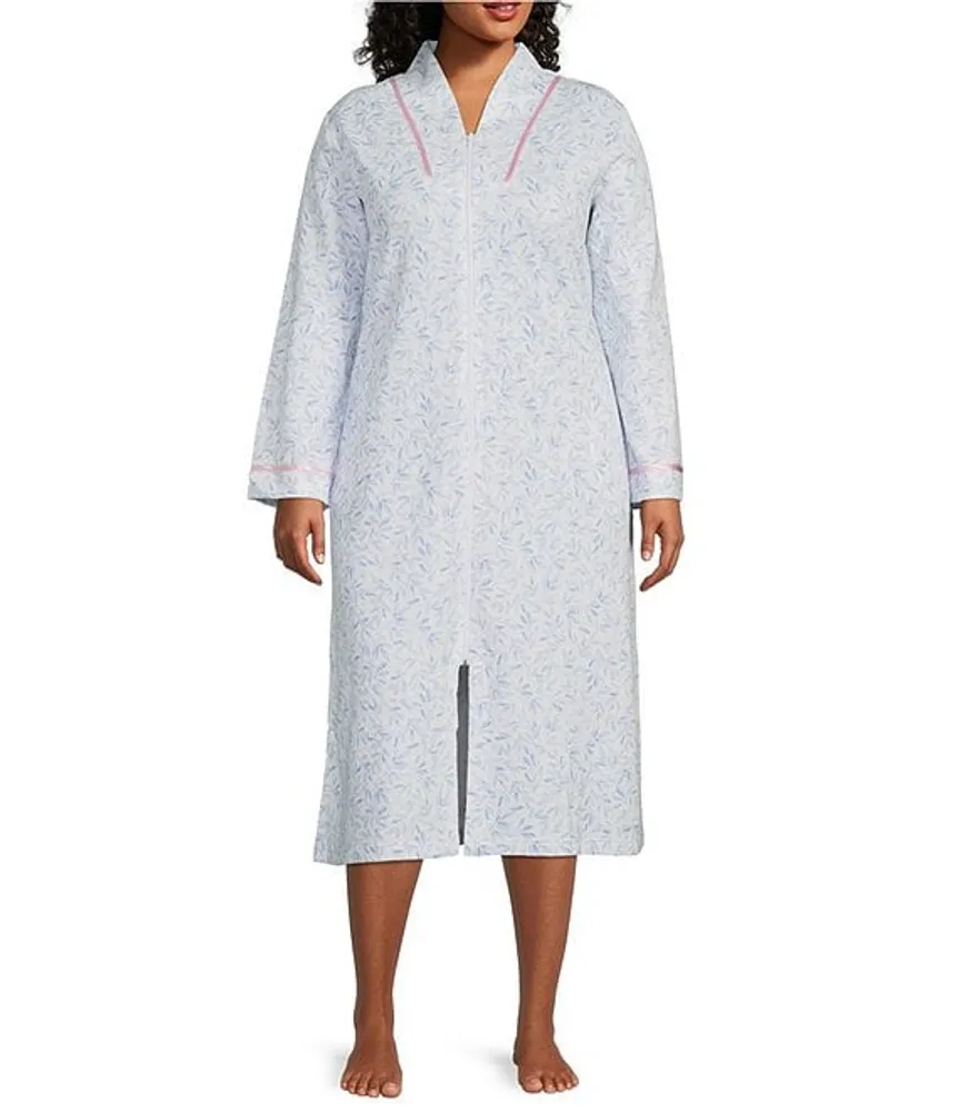 Miss Elaine Plus Size Rosewood Print Honeycomb Quilt in Knit Long