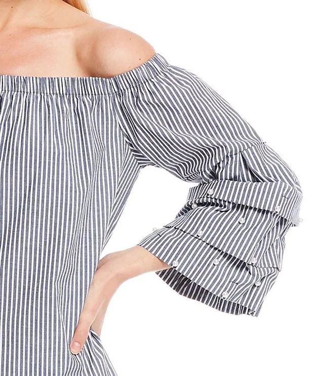 Joules Marina Drop Shoulder Stripe Speckled Knit Jersey Cotton Top 