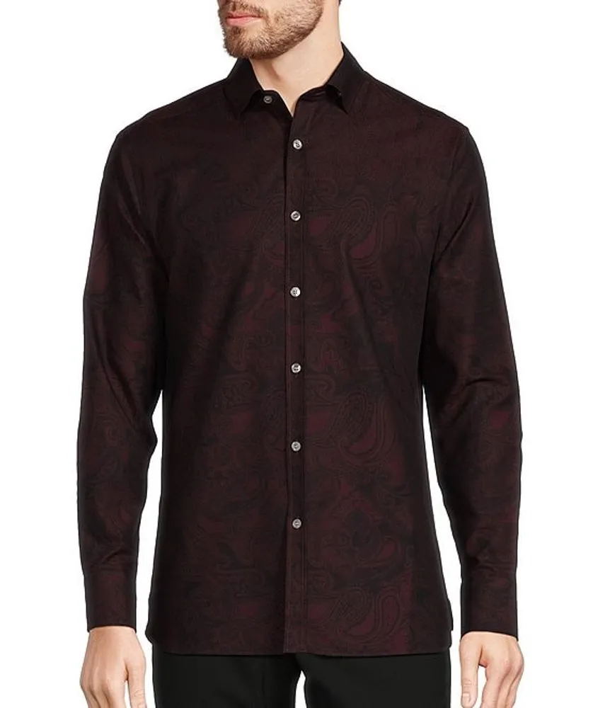 Murano Classic Fit Jacquard Paisley Print Long Sleeve Woven Shirt