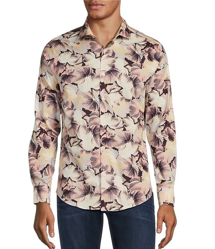 Murano Collezione Slim Fit Floral Print Long Sleeve Woven Shirt