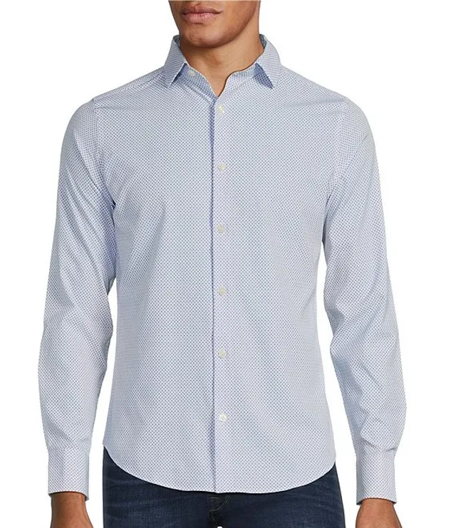 Murano Slim Fit Diamond Print Performance Stretch Long Sleeve