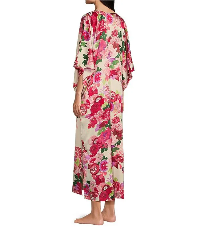 Natori N By Natori Sofia Satin Floral Long Sleeve Coordinating