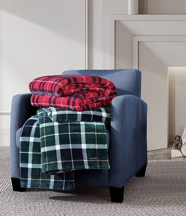 Nautica Awning Stripe Ultra Soft Plush Fleece Blanket