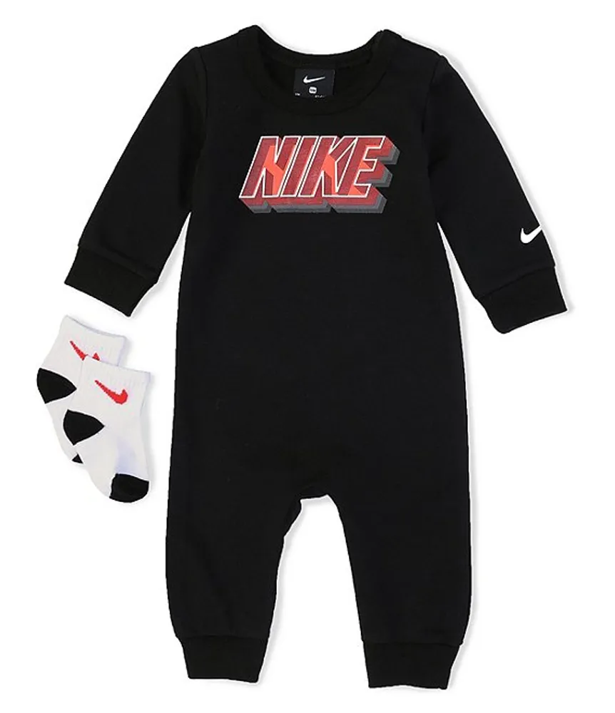 Nike Baby Boys Newborn 9 Months Long Sleeve Block Logo Coverall