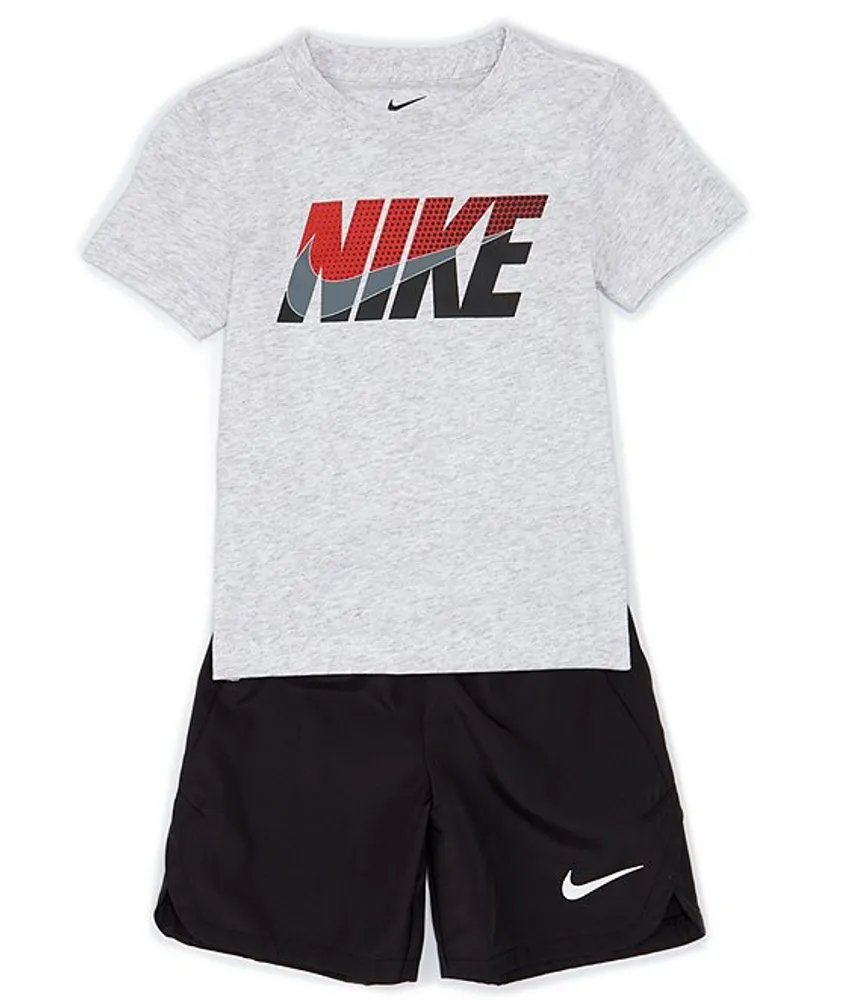 Nike Little Boys 2T 7 Short Sleeve Branded Logo Knit T Shirt