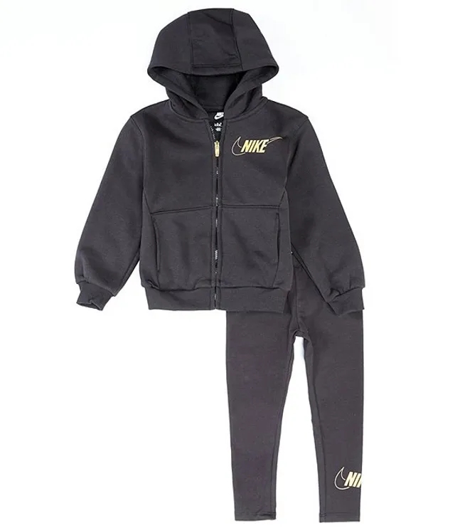 Nike Little Girls 2T 6X Shine Full Zip Hoodie Legging 2 Piece