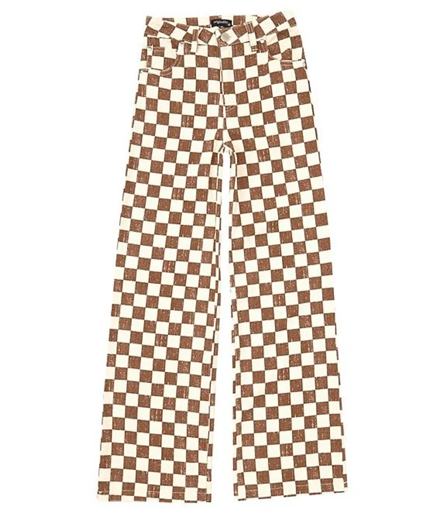 Originality Big Girls 7 16 High And Wide Printed Twill Check Pants
