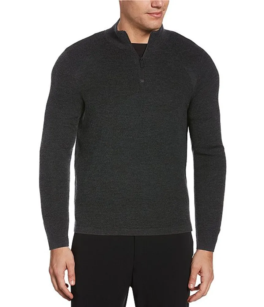 Perry Ellis Performance Stretch Textured Merino Wool Quarter Zip