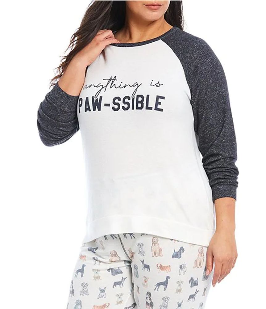 PJ Salvage Plus Anything is Paw-ssible Peachy Jersey Knit Raglan