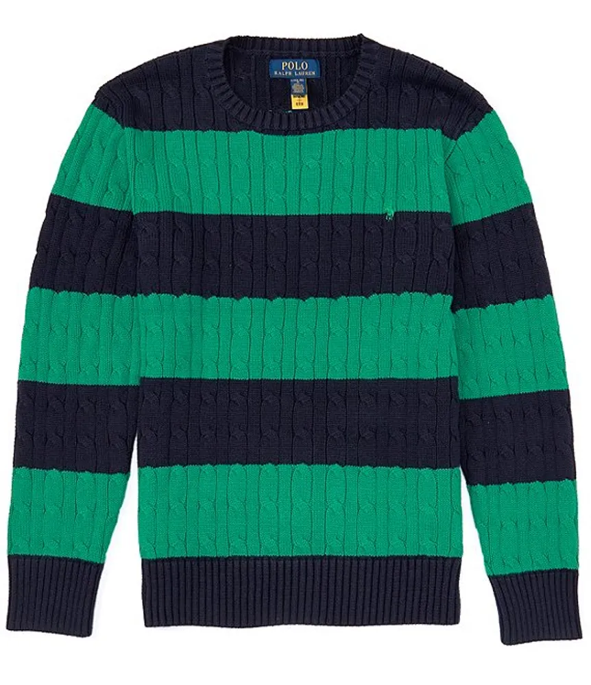 Striped cable knit outlet sweater