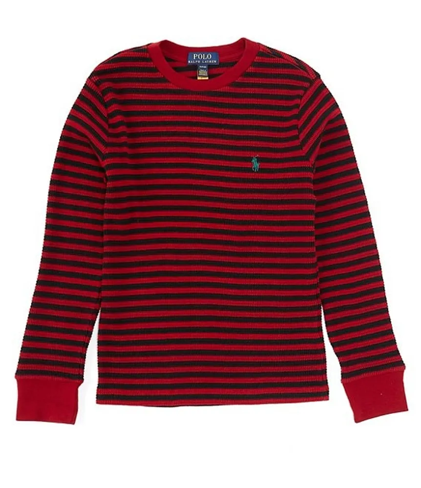 Polo ralph lauren waffle knit long sleeve crew 2025 neck tee