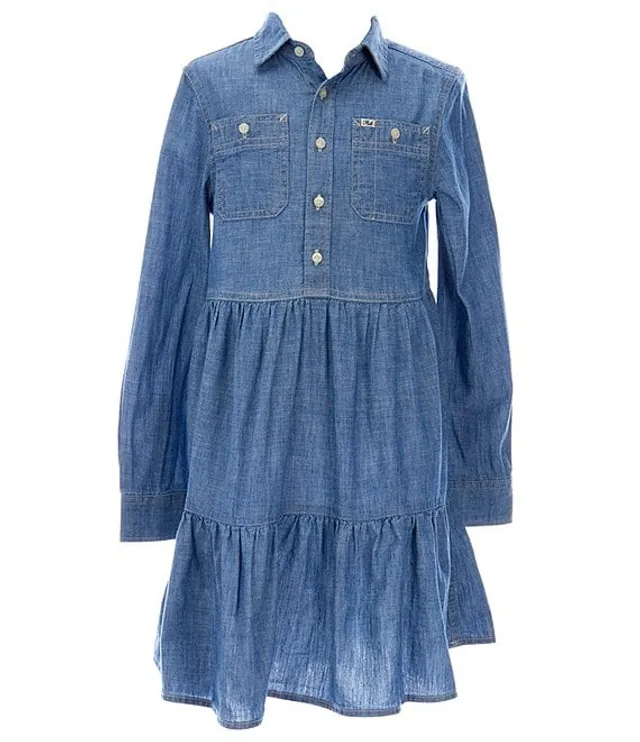 Polo Ralph Lauren Big Girls 7-16 Long-Sleeve Tiered Chambray