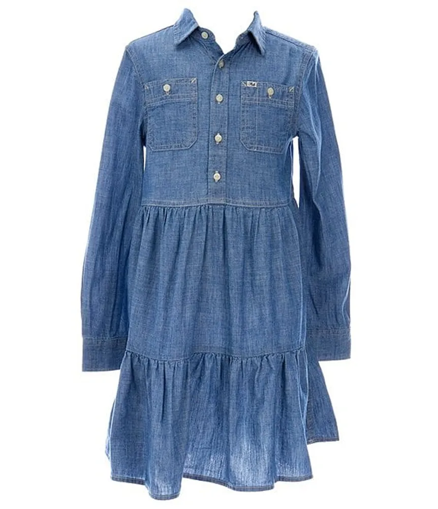 Polo Ralph Lauren Big Girls 7-16 Long-Sleeve Tiered Chambray