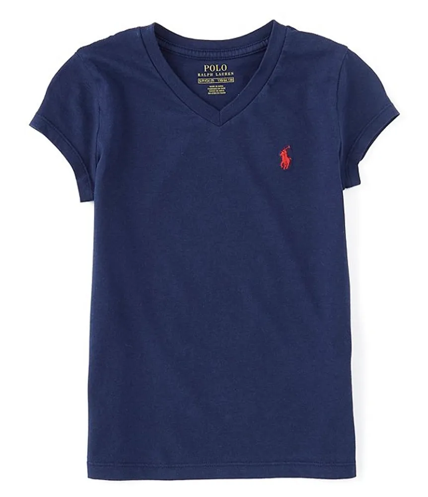 Polo Ralph Lauren Big Girls 7 16 Short Sleeve V Neck Essentials T