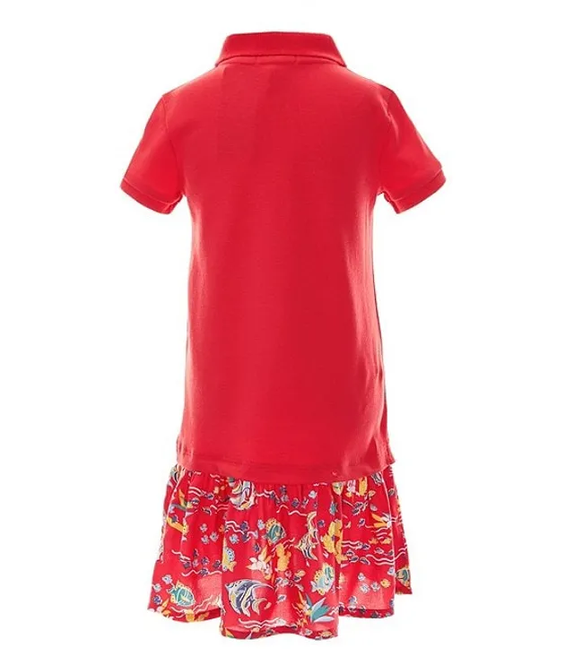 Polo Ralph Lauren Little Girls 2T 6X Short Sleeve Mesh Dropwaist
