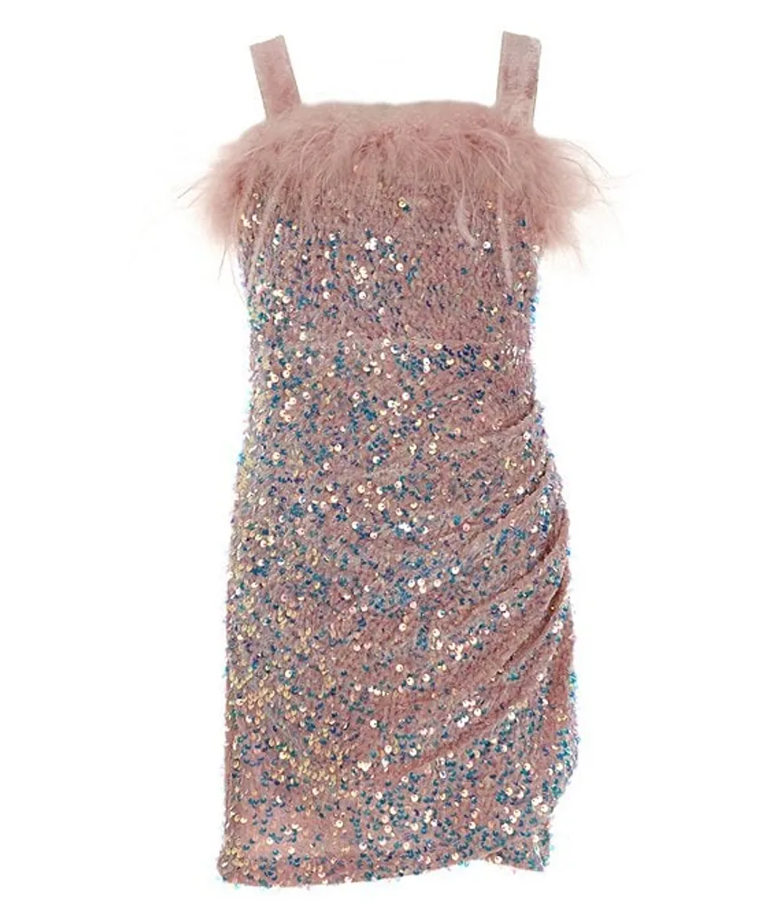 Dillards rose sale gold sequin dress