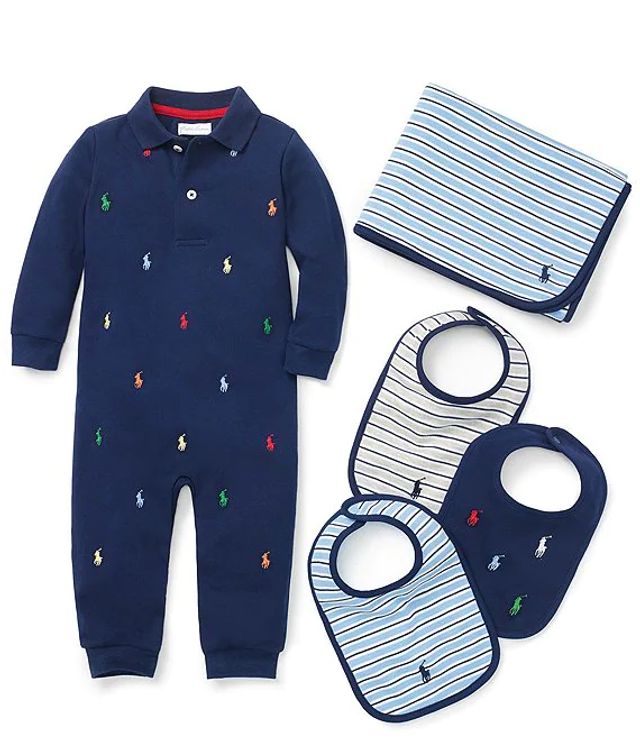 Ralph Lauren Baby Boys Newborn 12 Months Schiffli Embroidered