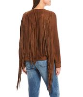 Reba Genuine Suede Functional Front Pocket Hook Closure Fringe 