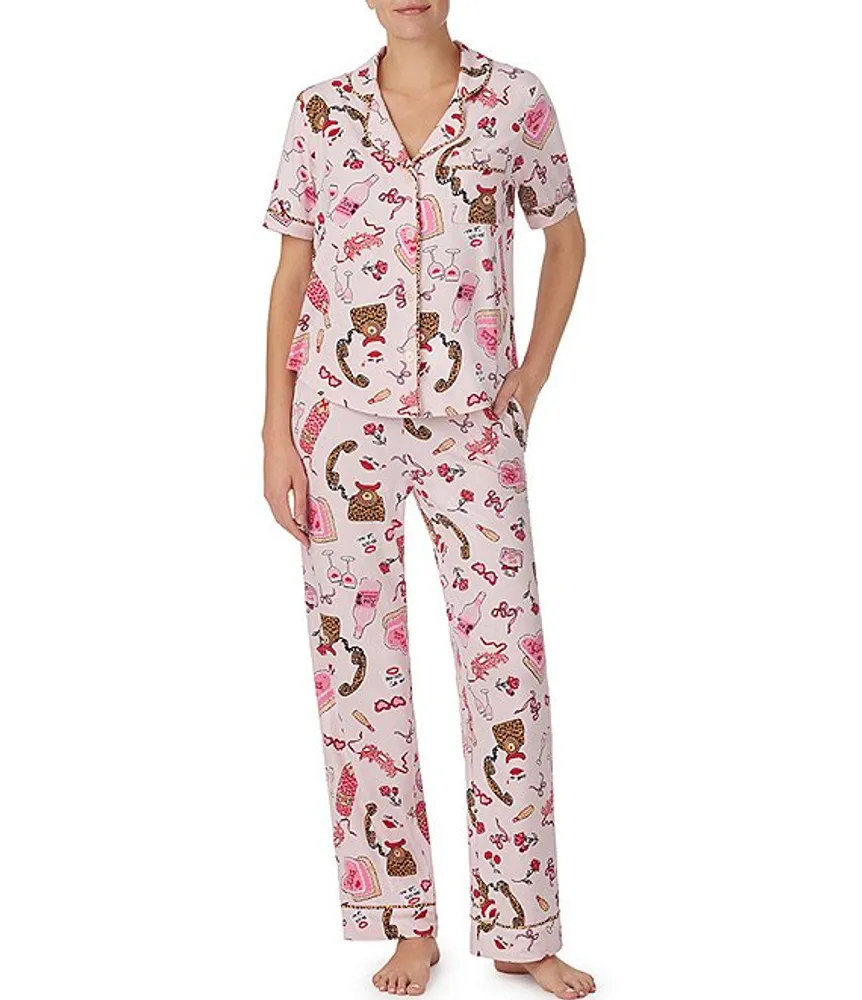Short sleeve notch store collar pajama set