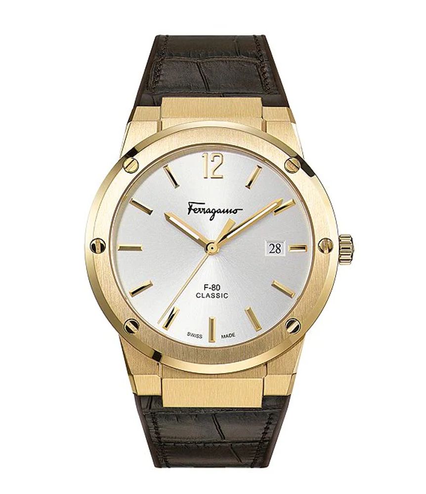 Salvatore Ferragamo F-80 Brown Calf Leather Watch | Green Tree Mall
