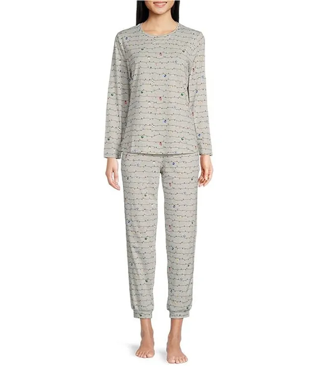 Sleep Sense Snowflake Print Knit Long Sleeve Crew Neck