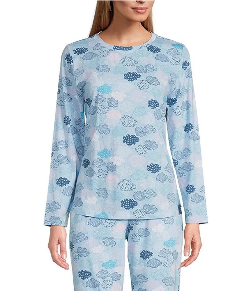 Sleep Sense Knit Cloud Print Long Sleeve Crew Neck Coordinating