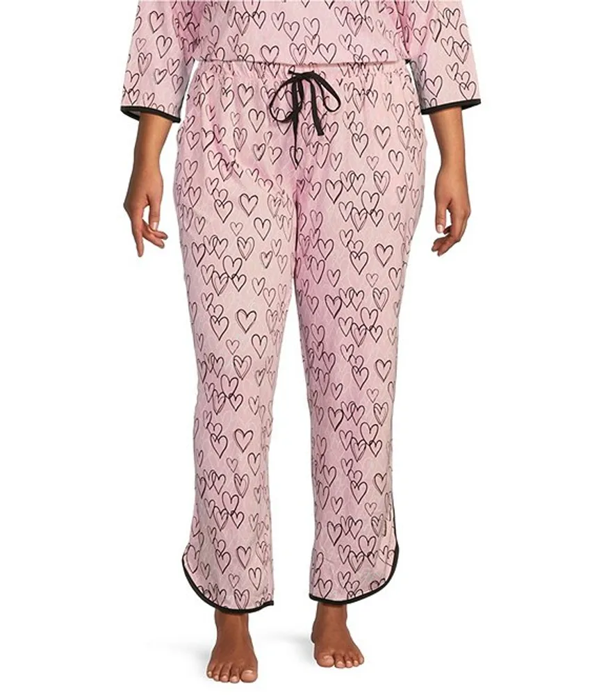 Sleep Sense Plus Drawn Heart Print Drawstring Elastic Waist