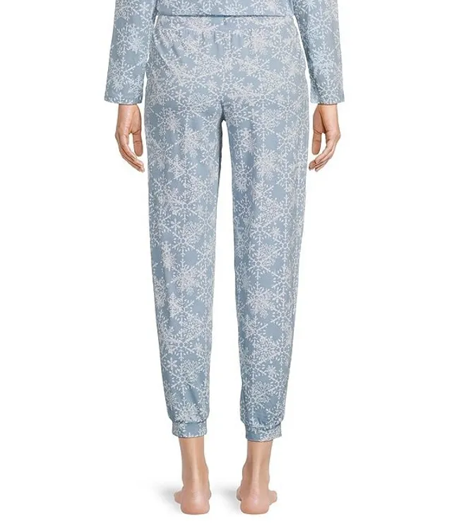 Sleep Sense Snowflake Print Velour Drawstring Elastic Waist