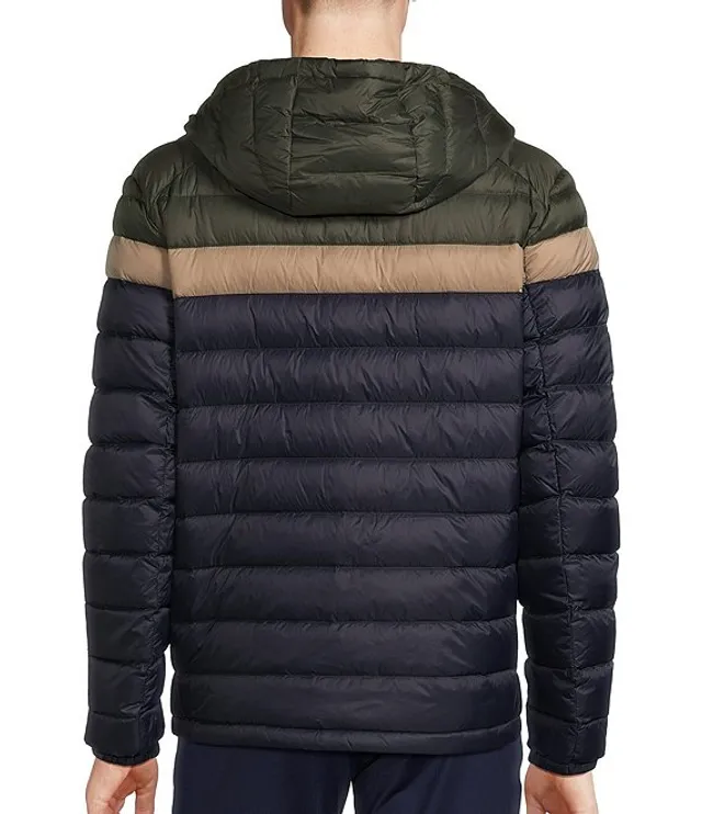 Solaris Reflective Heathered Colorblock Hooded Puffer Jacket