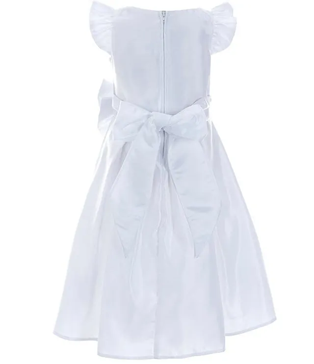 Sweet Kids Little Girls 2 6 Sleeveless Dull Satin Pearl Trim Bow