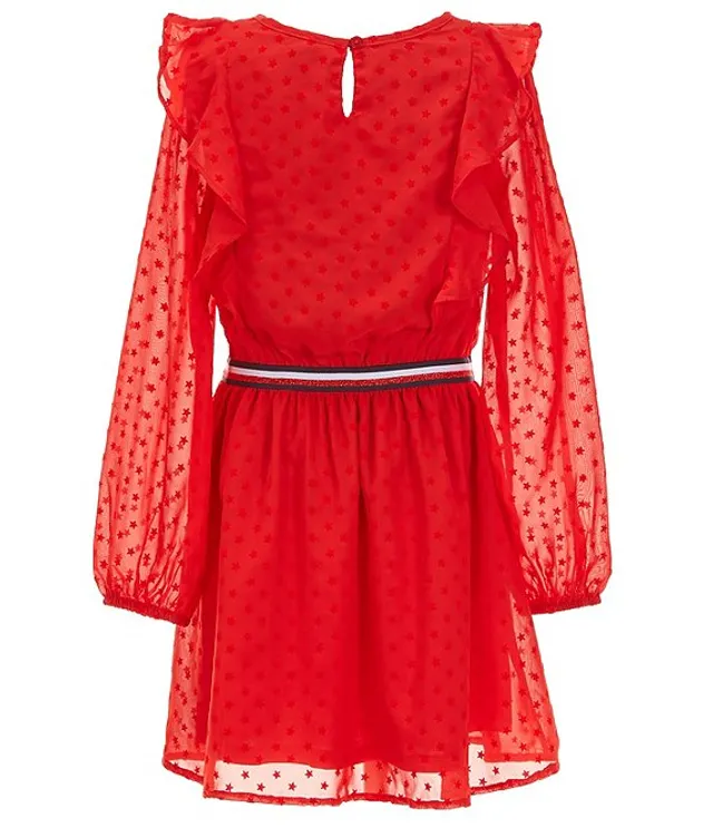 Tommy red ruffle leopard dress deals