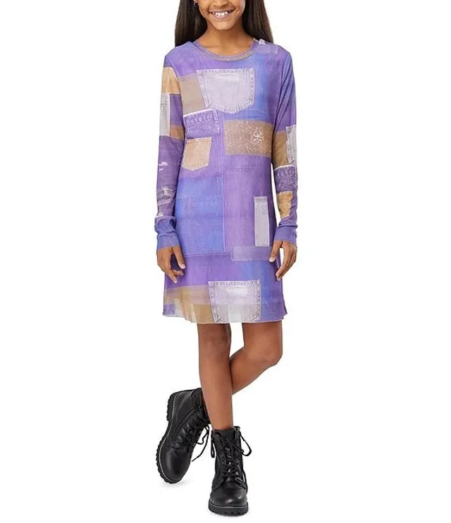 Truce Big Girls 7 16 Long Sleeve Color Block Mesh Shift Dress