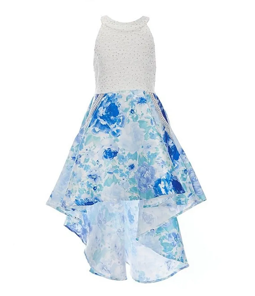 Xtraordinary Big Girls 7 16 Lace Floral High Low Hem Long Dress