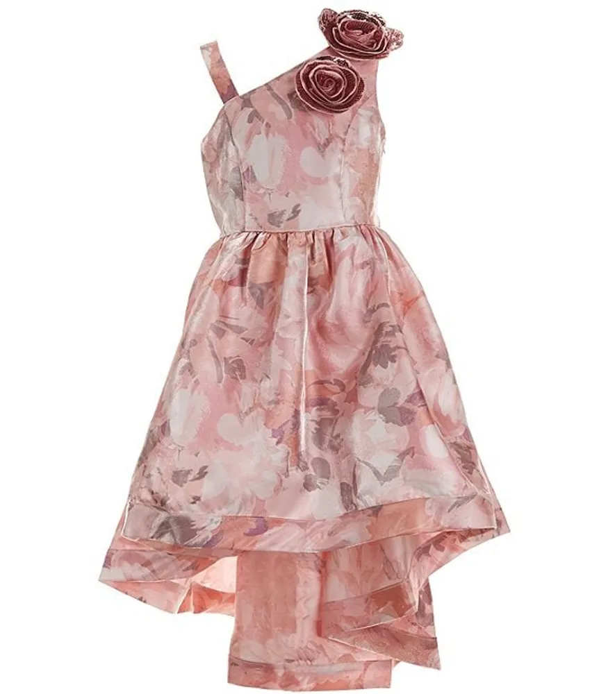 Xtraordinary Big Girls 7 16 Rosette Shoulder High Low Hem Fit