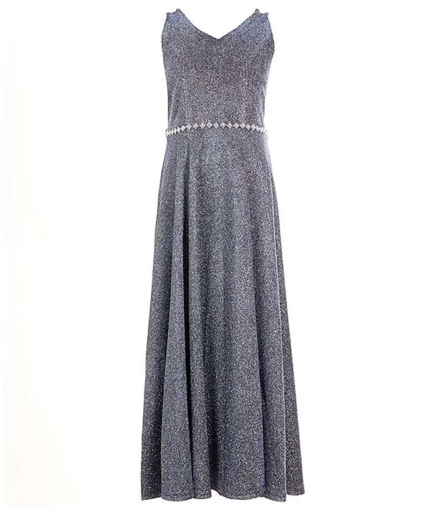 Xtraordinary Big Girls 7 16 Sleeveless Glitter Accented Long Dress