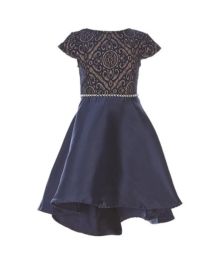 Xtraordinary Little Girls 4 6X Bonded Lace Mikado High Low Dress