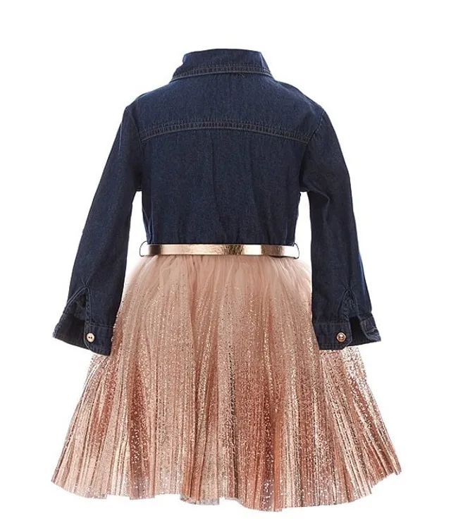 Zunie Little Girls 4 6X Denim To Foil Tutu Dress CoolSprings