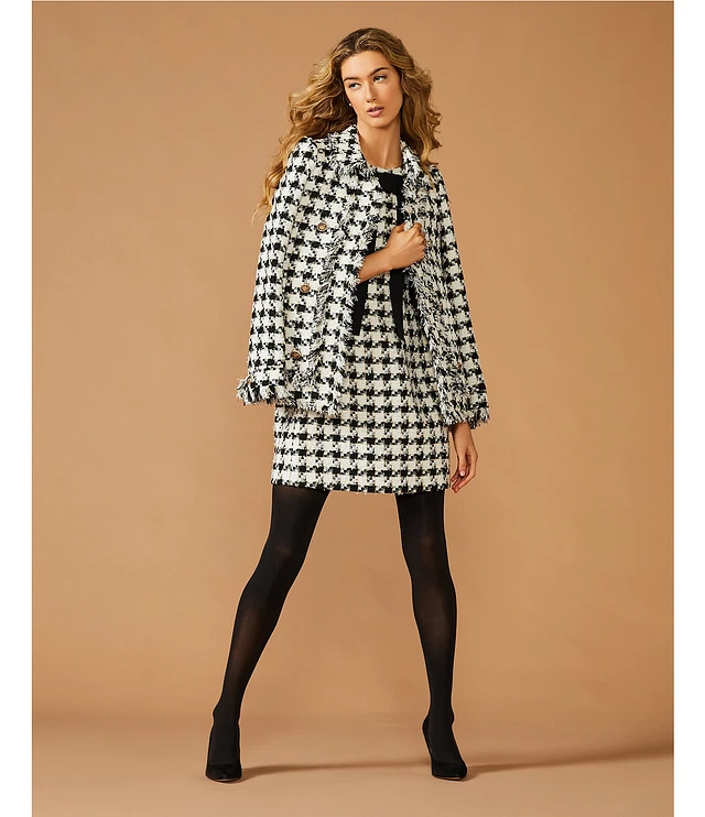 Tie Neck Tweed Mini Shift Dress (Pink) – Megoosta Fashion