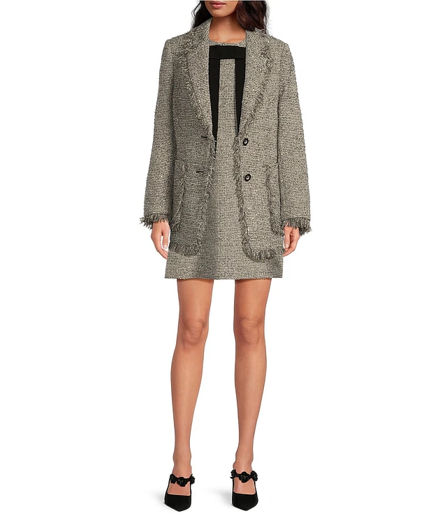 Asymmetry buckle tweed dress – Randy