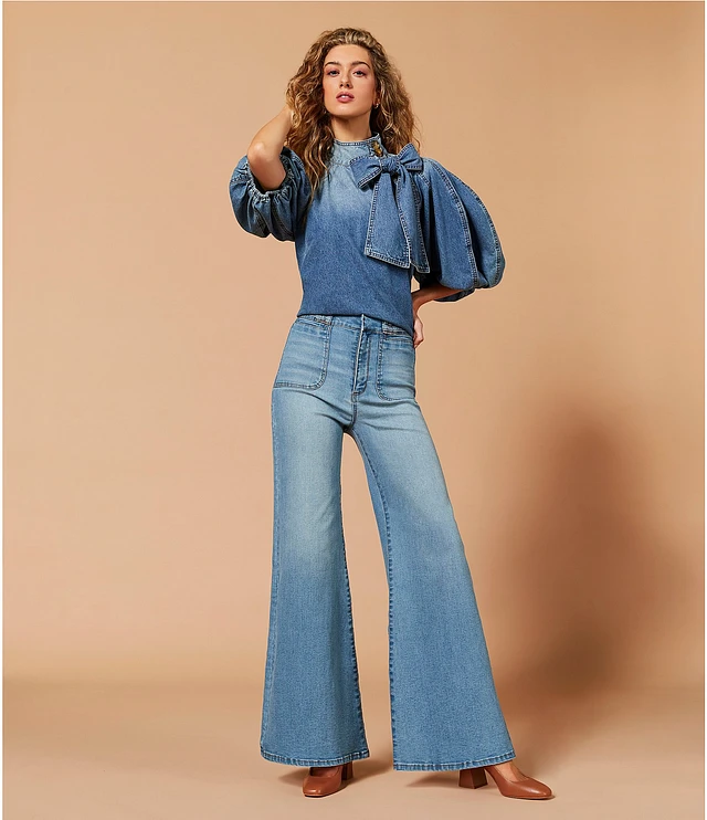 A Loves A Vintage Wash High Rise Wide Leg Denim Jeans | The