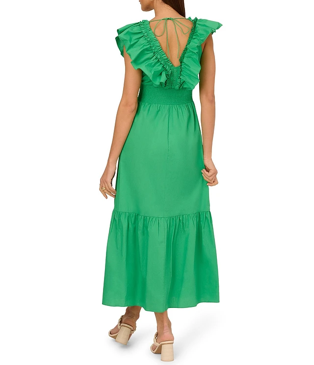 【海外限定】AdriannaPapell ドレス☆Adrianna by Smocked Waist Adrianna by Papell Women's Smocked-Waist Flutter-Sleeve
