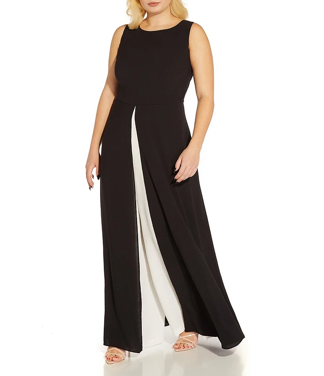 【AdriannaPapell】Colorblocked Overlay Jumpsuit★ Adrianna Papell Women's Colorblocked Overlay Jumpsuit | The
