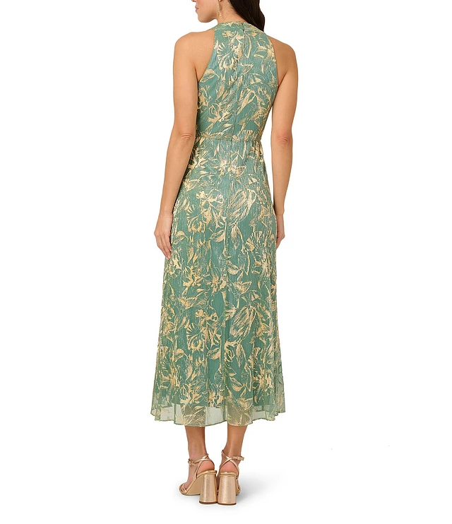 Adrianna Papell Sheath Pleated Bodice V-Neck Sleeveless