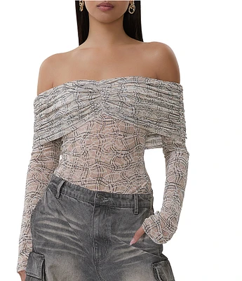Honey & Sparkle Lace Off The Shoulder Long Sleeve Top | The