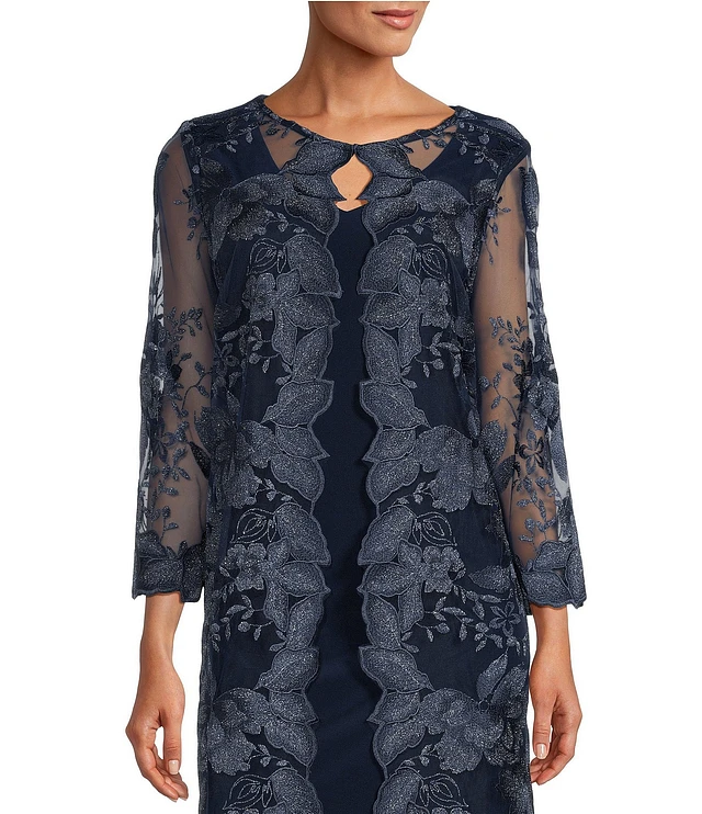 Alex evenings embroidered jacket dress store