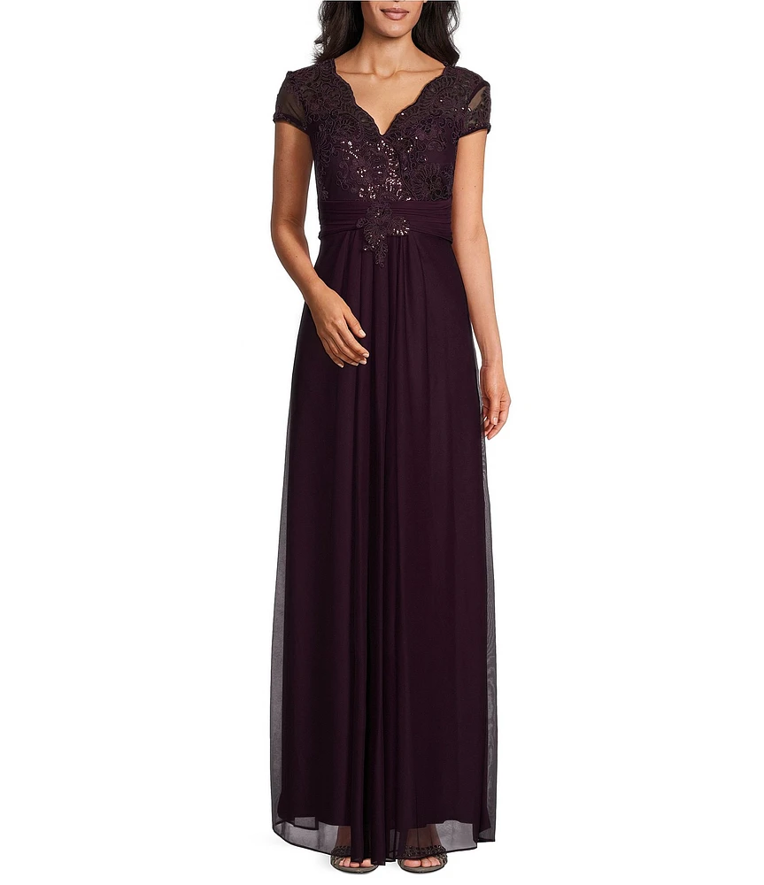 Alex evening embroidered gown best sale