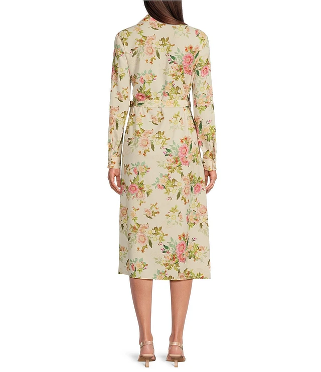 【I AM MARI】Vient Collar Wrap Puffed Sleeved Flared Dress Alex Marie Diana Chiffon Split V-Neck Long Sleeve Tie Waist